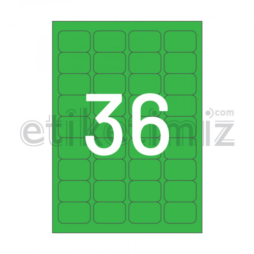 45x30 mm Yuvarlak Kenar Lazer Etiket Yeşil