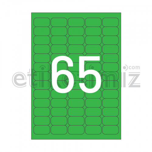 38x21 mm Yuvarlak Kenar Lazer Etiket Yeşil