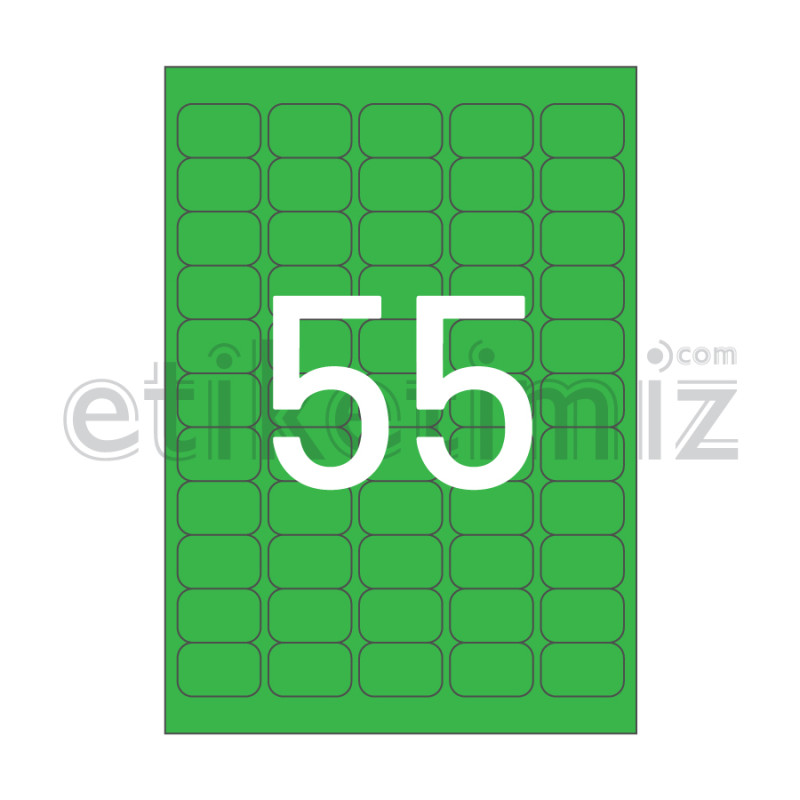37x24 mm Yuvarlak Kenar Lazer Etiket Yeşil 37x24 mm Yuvarlak Kenar Lazer Etiket Yeşil