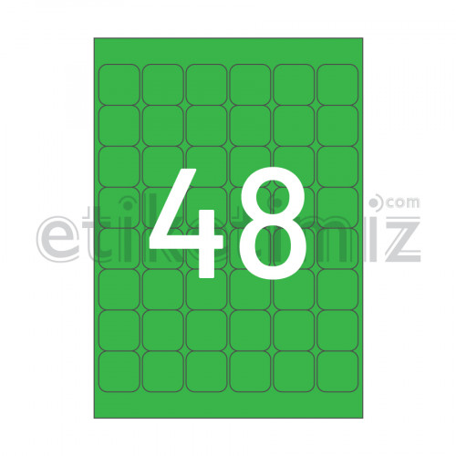 32x32 mm Yuvarlak Kenar Lazer Etiket Yeşil