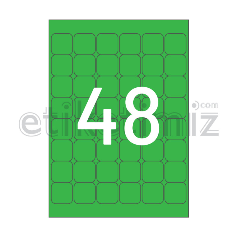 32x32 mm Yuvarlak Kenar Lazer Etiket Yeşil 32x32 mm Yuvarlak Kenar Lazer Etiket Yeşil