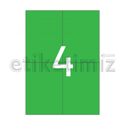 105x148.5 mm Düz Kenar Lazer Etiket Yeşil