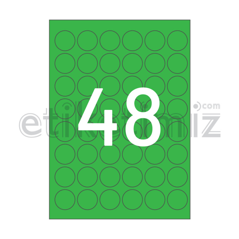 Ø30 mm Yuvarlak Kenar Lazer Etiket Yeşil Ø30 mm Yuvarlak Kenar Lazer Etiket Yeşil