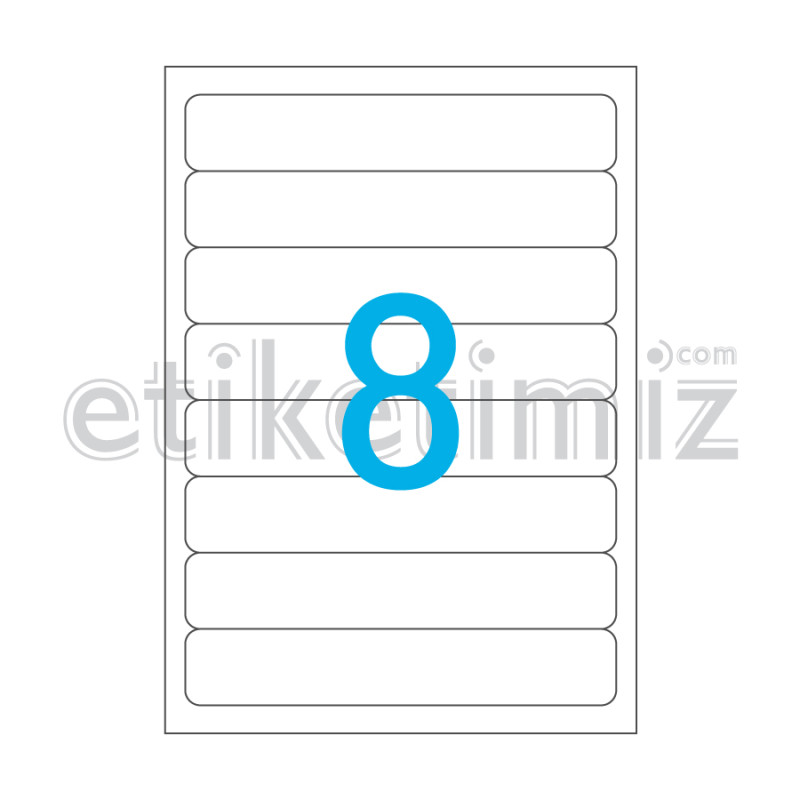 192x34 mm Yuvarlak Kenar Lazer Etiket 192x34 mm Yuvarlak Kenar Lazer Etiket