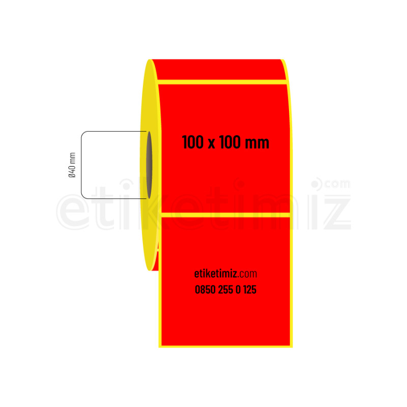 100x100 mm Termal Etiket Kırmızı