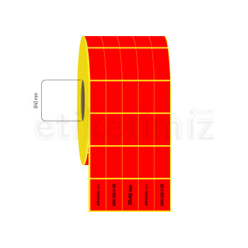 20x40 mm 5'li Bitişik Termal Kırmızı Etiket 20x40 mm 5'li Bitişik Termal Kırmızı Etiket