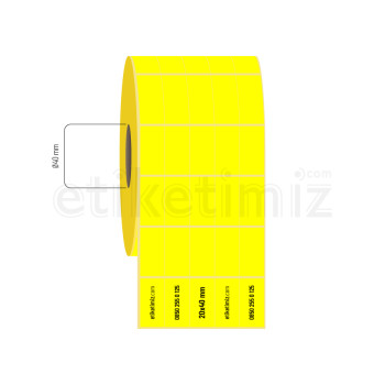 20x40 mm 5'li Bitişik Termal Sarı Etiket 20x40 mm 5'li Bitişik Termal Sarı Etiket