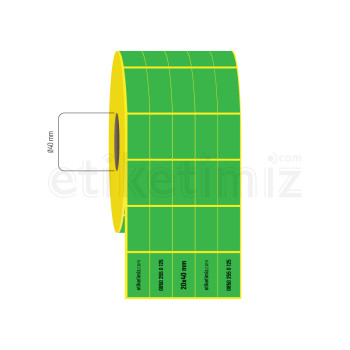 20x40 mm 5'li Bitişik Termal Yeşil Etiket 20x40 mm 5'li Bitişik Termal Yeşil Etiket