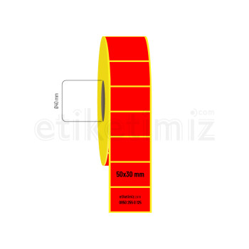 50x30 mm Termal Etiket Kırmızı 50x30 mm Termal Etiket Kırmızı