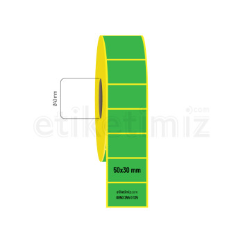 50x30 mm Termal Etiket Yeşil 50x30 mm Termal Etiket Yeşil