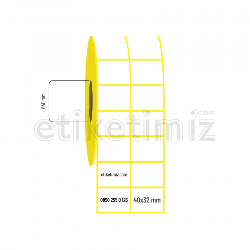 40x32 mm 2'li Aralıklı Kuşe Etiket