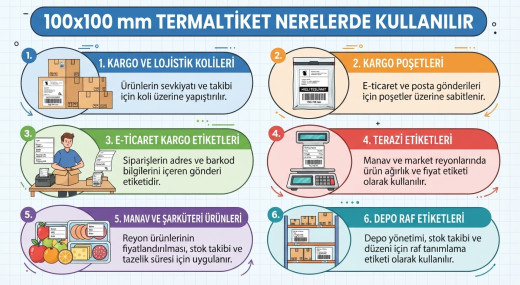 100x100 mm Termal Etiket Nerelerde Kullanılır?