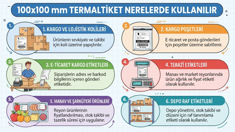 100x100 mm Termal Etiket Nerelerde Kullanılır?