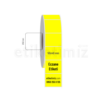 50x40 mm Termal Eczane İlaç Etiketi Sarı 50x40 mm Termal Eczane İlaç Etiketi Sarı