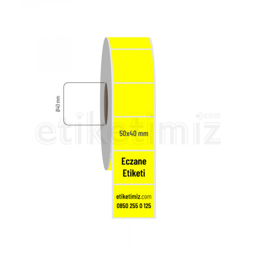 50x40 mm Termal Eczane İlaç Etiketi Sarı