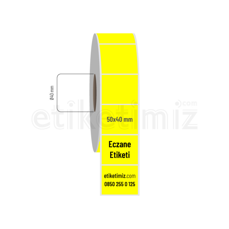 50x40 mm Termal Eczane İlaç Etiketi Sarı 50x40 mm Termal Eczane İlaç Etiketi Sarı