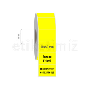 60x40 mm Termal Eczane İlaç Etiketi Sarı 60x40 mm Termal Eczane İlaç Etiketi Sarı