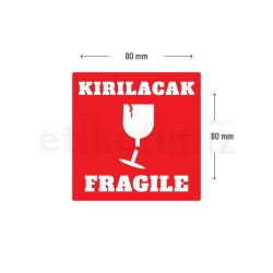 80x80 mm Dikkat Kırılır Etiketi 80x80 mm Dikkat Kırılır Etiketi