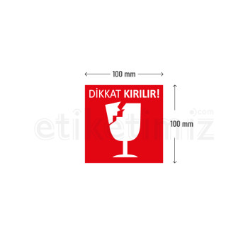 100x100 mm Dikkat Kırılır Etiketi 100x100 mm Dikkat Kırılır Etiketi