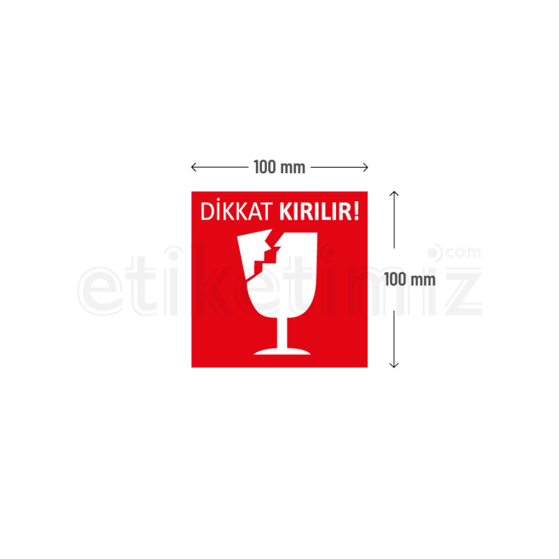 100x100 mm Dikkat Kırılır Etiketi 100x100 mm Dikkat Kırılır Etiketi