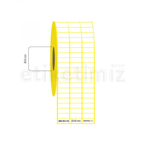 25x10 mm 3'lü Aralıklı Kuşe Etiket