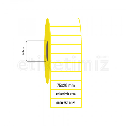 75x20 mm Kuşe Etiket