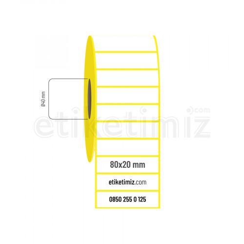 80x20 mm Lamine Termal Etiket