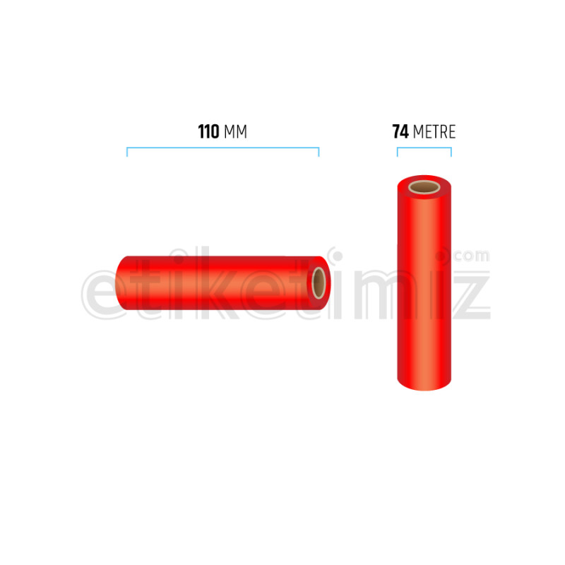 110 mm x 74 mt Renkli Kırmızı Ribon 110 mm x 74 mt Renkli Kırmızı Ribon