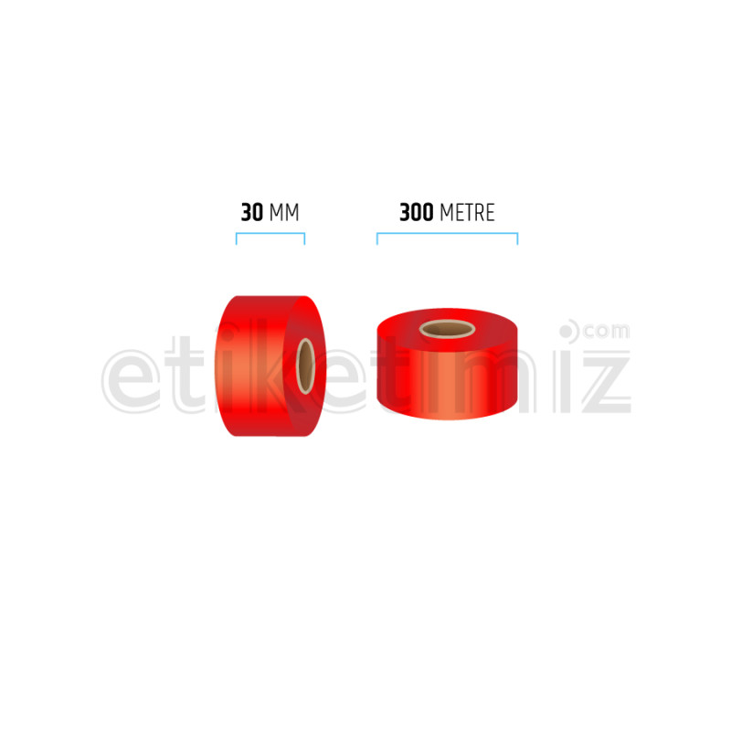 30 mm x 300 mt Renkli Kırmızı Ribon 30 mm x 300 mt Renkli Kırmızı Ribon