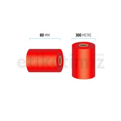 80 mm x 300 mt Renkli Kırmızı Ribon